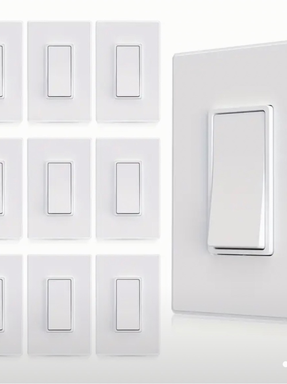 ELEGRP 10pcs Decorator Wall Light Switch, Single Pole Matte White Switch